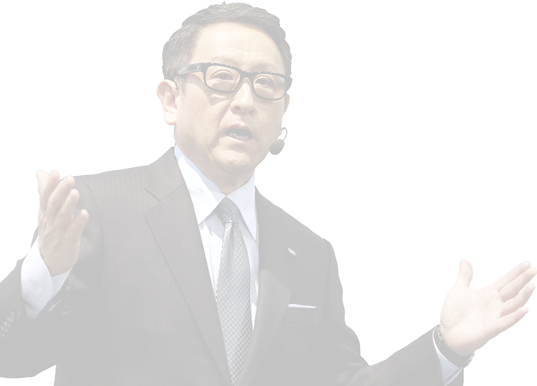 正在進行熱情演說的豐田章男社長